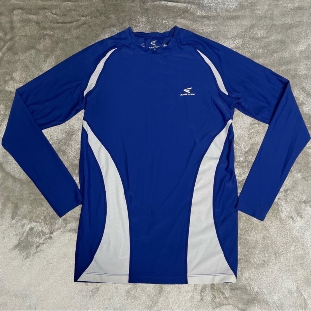 Easton Baseball Youth Base Layer Fitted Long Sleeve Top Royal Blue White Small